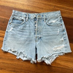 Agolde Parker long shorts in light distressed wash